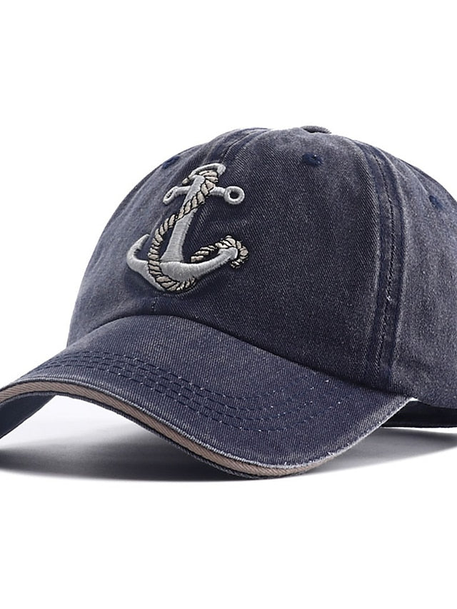 Embroidery Baseball Cap for Women Men Cowboy Washed Cloth Anchor Adult Unisex Casual Dad Hat Trucker Snapback Outdoor Sunscreen Cap - LuckyFash™