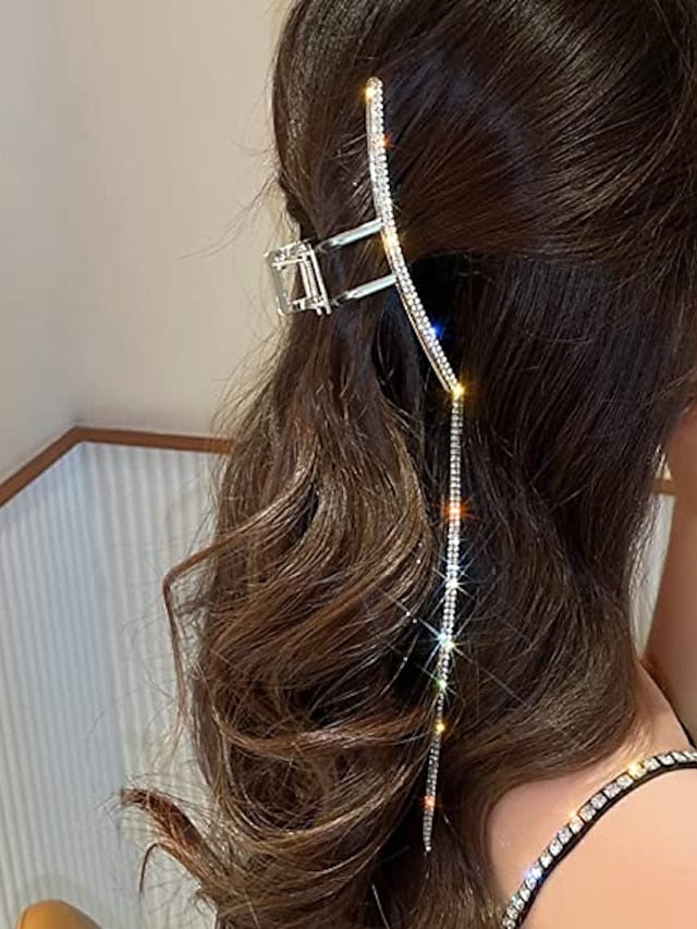 Metal Hair Claw Clips Gold Snack Hair Accessories Valentine's Day Large Rhinestones Design Acrylic Luxury Hair Crab Headbands Hairpin Barrette Head Bands Hair Clamp Hair Accessories for Women 1Pcs - LuckyFash™