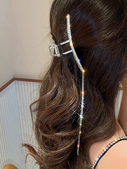 Metal Hair Claw Clips Gold Snack Hair Accessories Valentine's Day Large Rhinestones Design Acrylic Luxury Hair Crab Headbands Hairpin Barrette Head Bands Hair Clamp Hair Accessories for Women 1Pcs - LuckyFash™