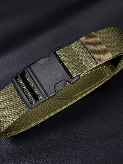Men's Women's Web Belt Canvas Plastic Buckle Plain Classic Casual Work Daily Black Blue Green Coffee - LuckyFash™
