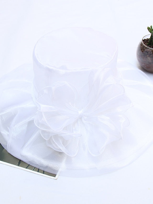 Women's Hat Fedora Hat Black Blue Purple Wedding Party Outdoor Floral Tulle Flower Portable Comfort Breathable - LuckyFash™