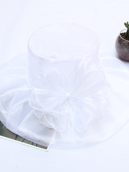 Women's Hat Fedora Hat Black Blue Purple Wedding Party Outdoor Floral Tulle Flower Portable Comfort Breathable - LuckyFash™