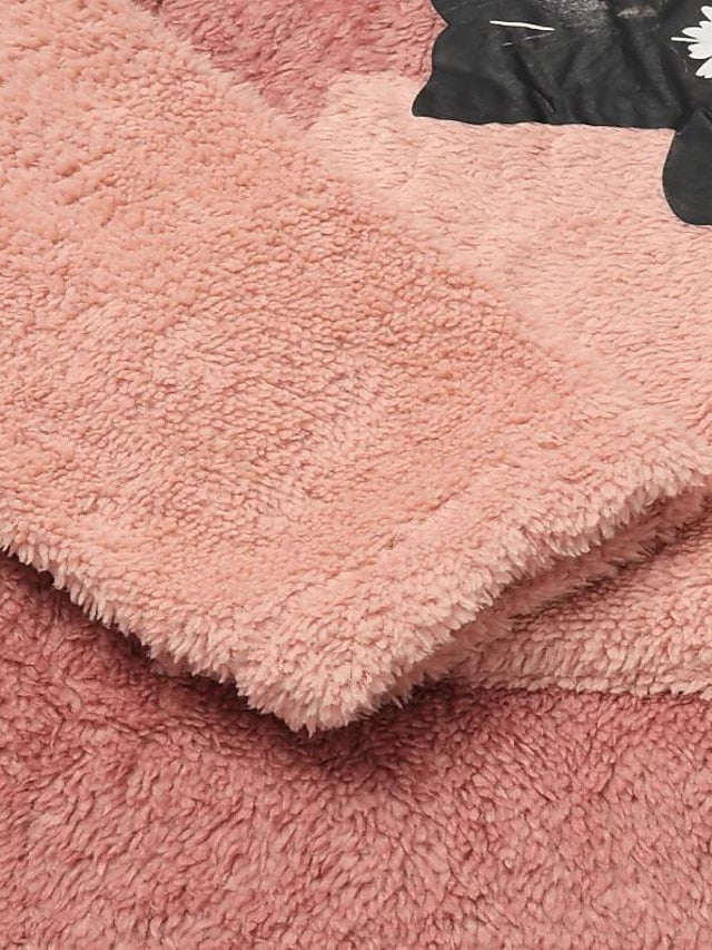 Fleece Jacket Pullover Casual Sherpa Fleece Teddy Zip Up Front Pocket Black Light Green Pink Cat Street Hoodie Plus Size Long Sleeve Fleece for Women - LuckyFash™