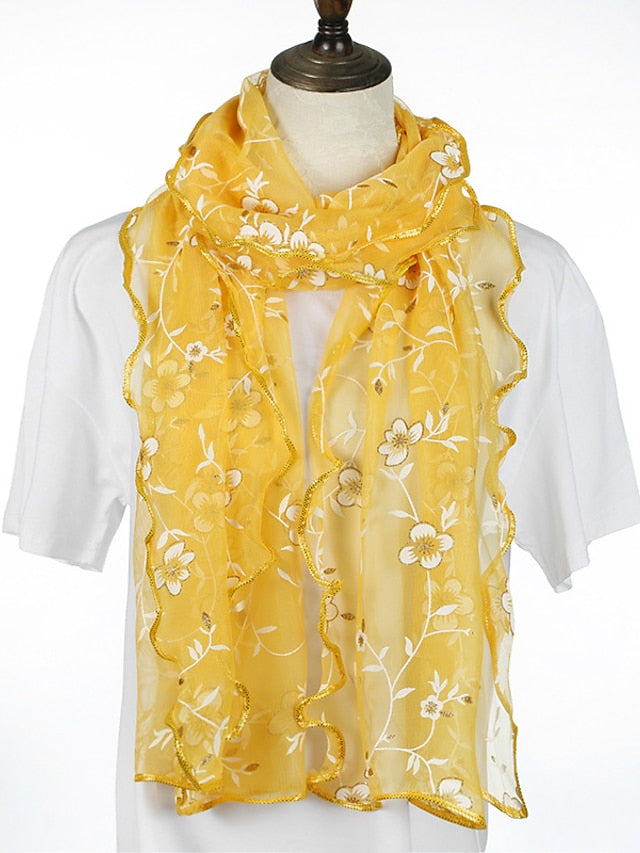 New Flower Embroidery Gauze Scarf Women Travel Holiday Sunscreen Beach Shawl Daily Streetwear Birthday Gift - LuckyFash™