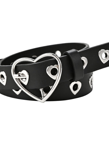 Women's Unisex PU Buckle Belt PU Leather Prong Buckle Heart Eyelet Casual Classic Party Daily Black Brown Coffee - LuckyFash™
