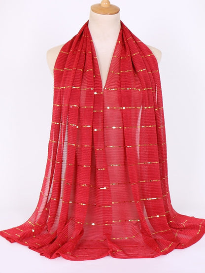 Plain Color Slide silk crumpled silver silk Hijab Headband Female Islamic Head Cover Wrap for Women Muslim Hijabs Hair Scarves - LuckyFash™