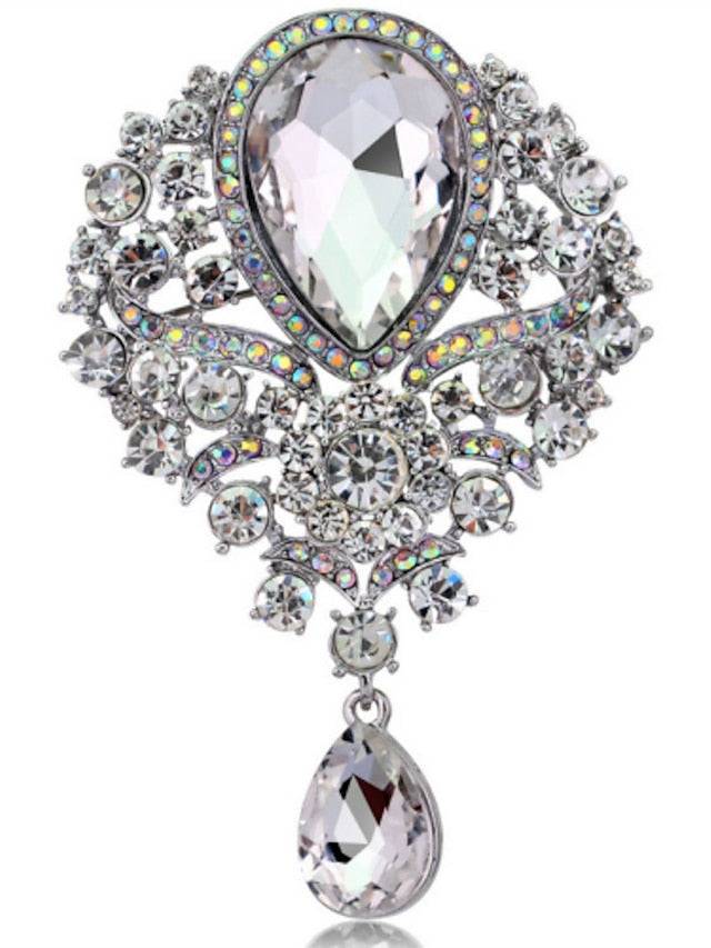 Women's Brooches Pear Cut Solitaire Party Ladies Luxury Work Fashion Crystal Cubic Zirconia Rhinestone Brooch Jewelry Purple Blue Gold For Party Wedding Special Occasion Anniversary Birthday Gift - LuckyFash™