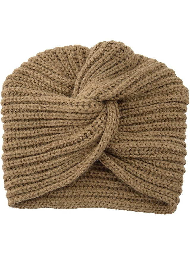 Muslim Inner Hijab Caps Bohemia Turban Cross Wrap Head Indian Hat Knitting Hijab Bonnet Turbante Cap for Women Wear - LuckyFash™