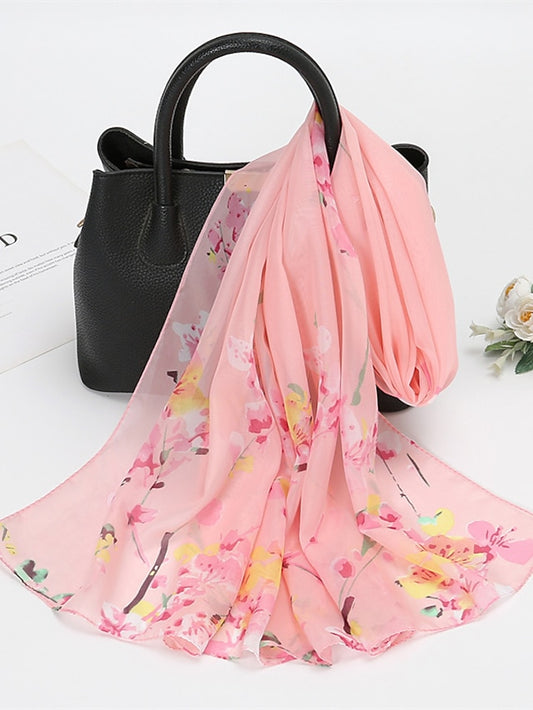 Spring Summer Fashion Floral Thin Style Chiffon Shawl Scarf Lady Print Soft Holiday Beach-up Wrap 150*50Cm - LuckyFash™
