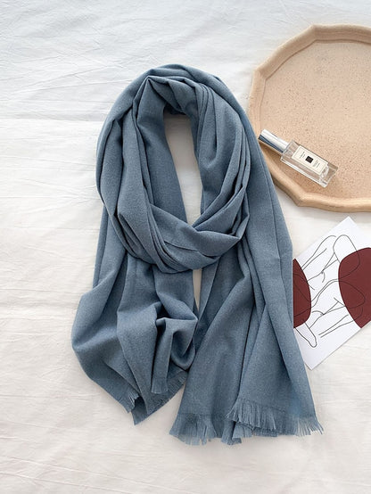 Women's Women's Shawls & Wraps Party Black Scarf Pure Color / Basic / Red / Fall / Winter / Imitation Cashmere - LuckyFash™