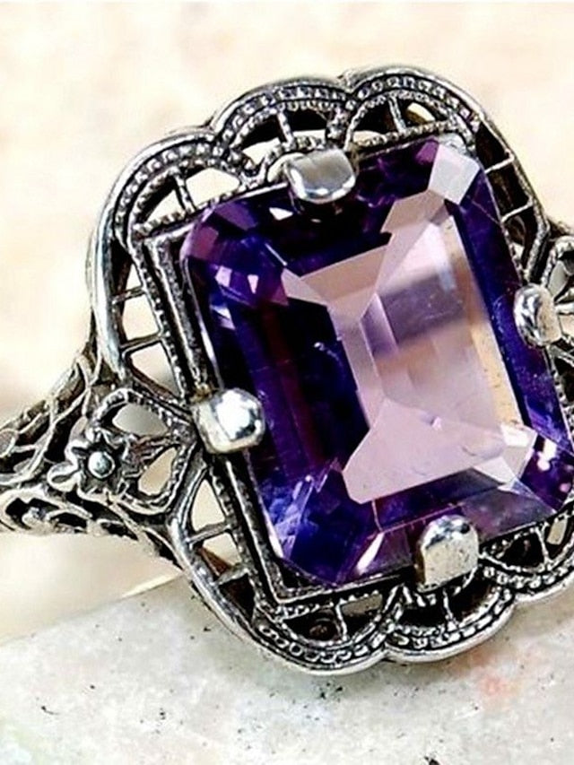 1PC Ring For Women's AAA Cubic Zirconia Purple Blue Wedding Holiday Alloy - LuckyFash™