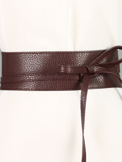 Women's Unisex Wide Belt PU Leather Buckle Free Knot Decor Casual Classic Party Daily White Black Coffee - LuckyFash™
