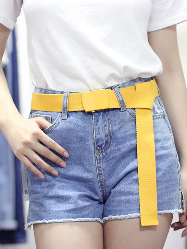 Women's Unisex Web Belt Canvas Sliding Buckle Plain Casual Classic Party Daily Violet Green White Black - LuckyFash™