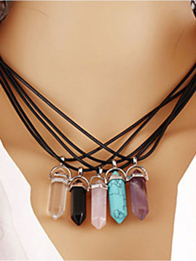 Pendant Necklace For Women's Turquoise Crystal Party Casual Daily Synthetic Gemstones Crystal Turquoise Black - LuckyFash™