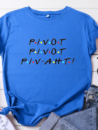 friends shirt women pivot friend t shirt letters print short sleeve casual letters printed top tee grey - LuckyFash™