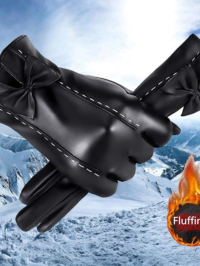 Women's Touchscreen Gloves Warm Winter Gloves Gift Daily Solid / Plain Color PU Leather Simple 1 Pair - LuckyFash™