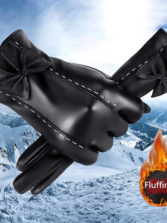 Women's Touchscreen Gloves Warm Winter Gloves Gift Daily Solid / Plain Color PU Leather Simple 1 Pair - LuckyFash™