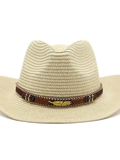 Men's Women's Sun Hat Straw Hat Sports & Outdoor Daily Holiday Solid / Plain Color Straw Retro Simple Style Sunscreen 1 pcs - LuckyFash™