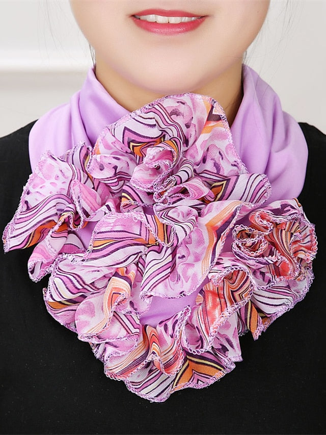 New Trendy Women Scarf Floral Collar Scarf Big Flower Neckerchief Ring Neck Scarves Fashion Bandana Head Hijab For Ladies - LuckyFash™