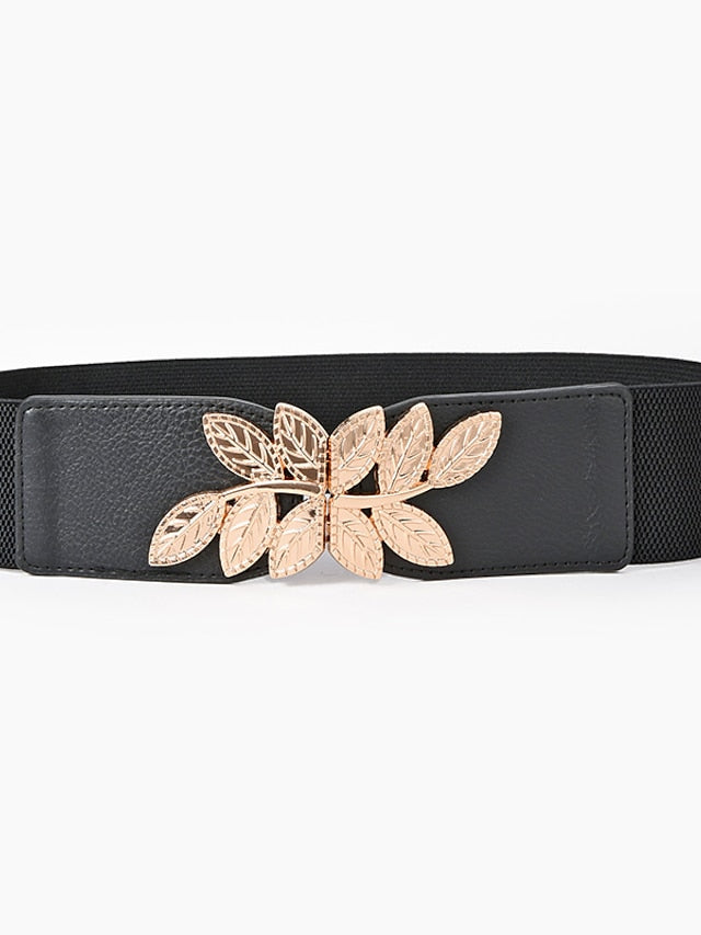 Women's Belt Leather Black Gold Waist Belt Outdoor Street Daily Holiday Floral / Spring / Summer / Fall / Winter - LuckyFash™
