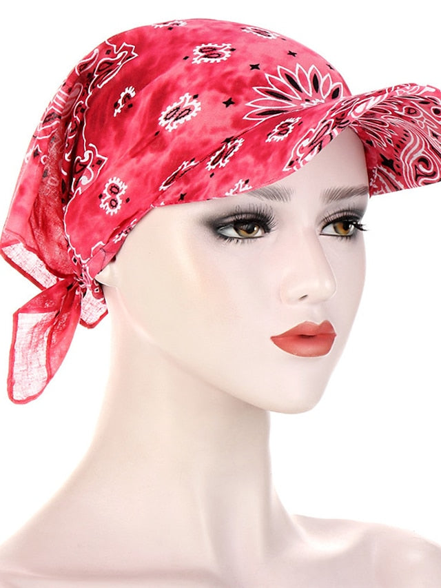 Women Bandana Scarf Cap Sunscreen Hedging Cap Printed Brim Baseball Cap Colorful Sunshade Hooded Scarf Headpiece Headscarf Baseball Hat - LuckyFash™