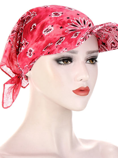Women Bandana Scarf Cap Sunscreen Hedging Cap Printed Brim Baseball Cap Colorful Sunshade Hooded Scarf Headpiece Headscarf Baseball Hat - LuckyFash™
