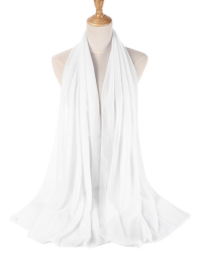 Women's Chiffon Scarf Party Dailywear Holiday Red Pink Scarf Pure Color - LuckyFash™