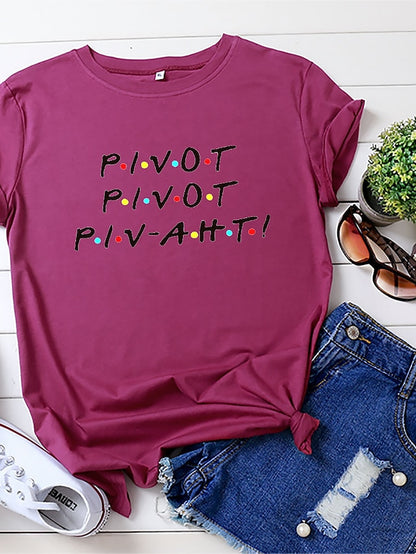 friends shirt women pivot friend t shirt letters print short sleeve casual letters printed top tee grey - LuckyFash™