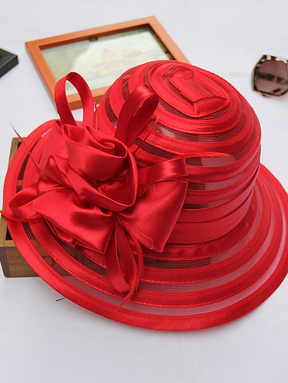 Women's Hat Party Hat Silver Black Purple Wedding Party Outdoor Flower Solid Color Portable Sun Protection Breathable - LuckyFash™