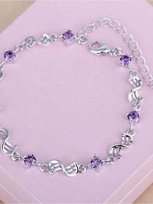 Women's Purple Chain Bracelet Classic Fashion Simple Alloy Bracelet Jewelry Silver For Daily Date - LuckyFash™