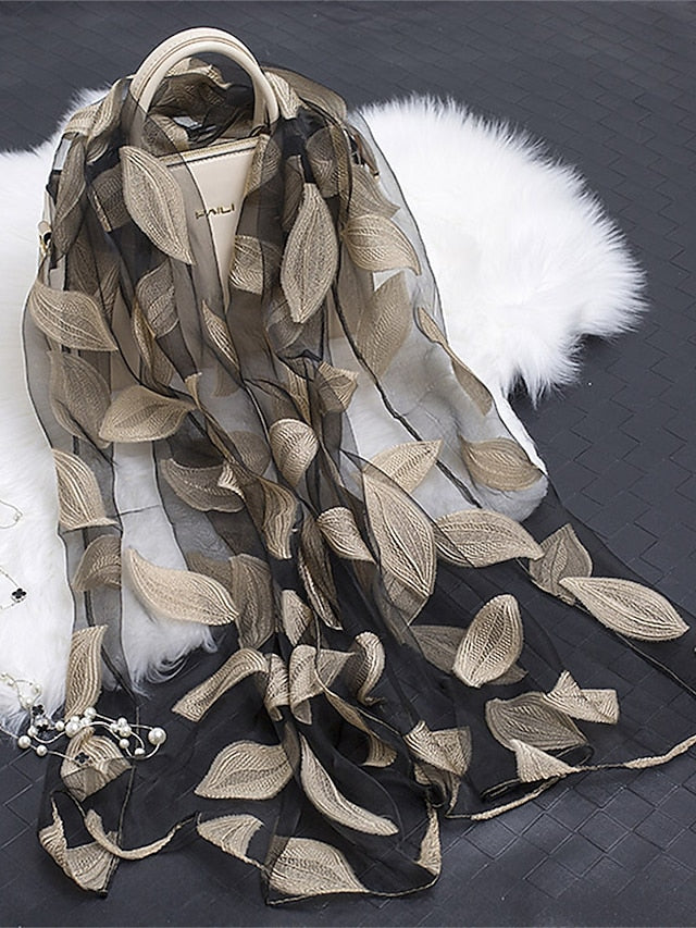 Women's Women's Shawls & Wraps Street Daily Date Wine Green Scarf Florals / Party / Silk / Cute / Fall / Winter - LuckyFash™