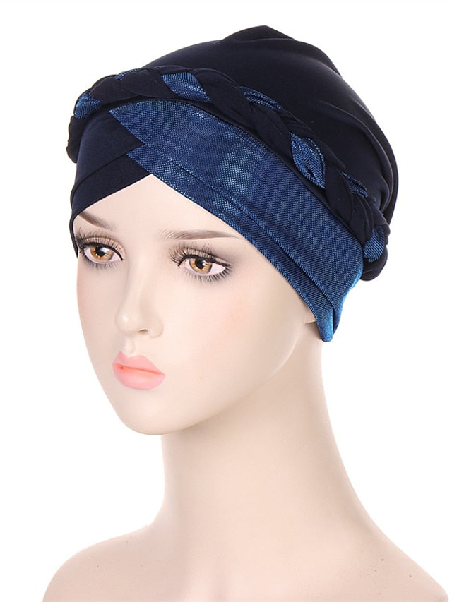 Muslim Turban Glitter Braids Women Forehead Cross Inner Hijab Islamic Head Wrap Arab Underscarf Bonnet Stretchy Cap - LuckyFash™