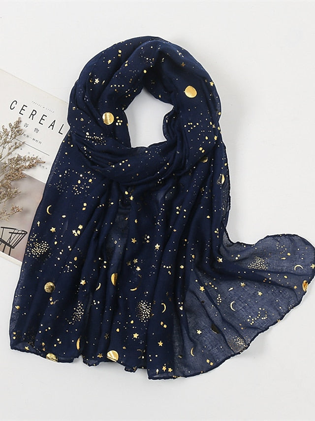 Plain Bronzing Gold Star Sky Viscose Shawl Scarf Lady Soft Shimmer Long Muslim Hijab 180*80Cm - LuckyFash™