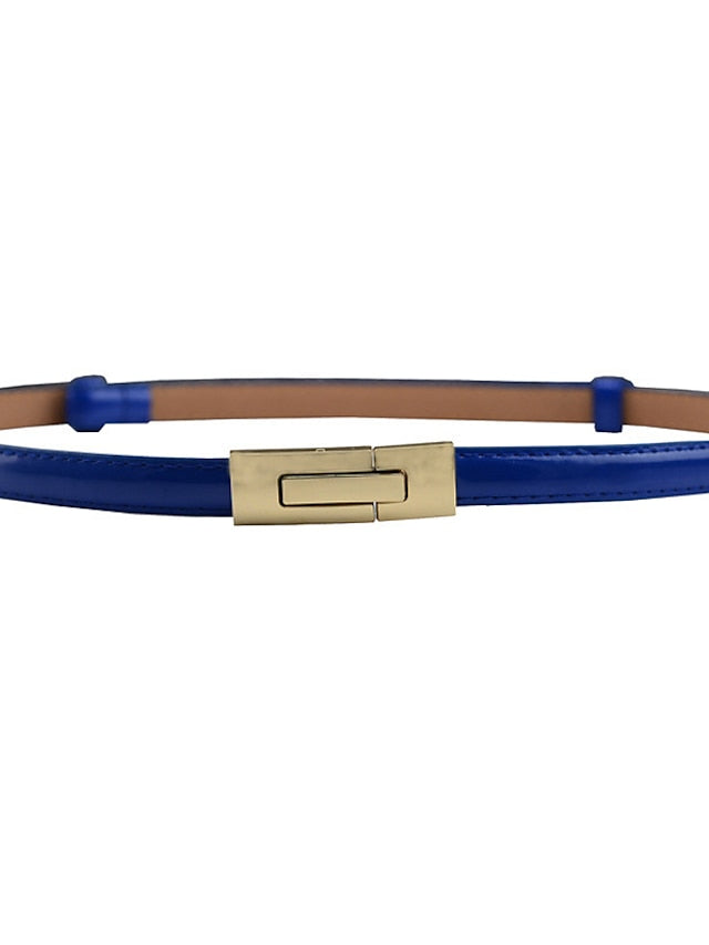 Women's Skinny Belt Party Street Dailywear Holiday Gold Silver Belt Pure Color Blue Fall Winter Spring Summer - LuckyFash™
