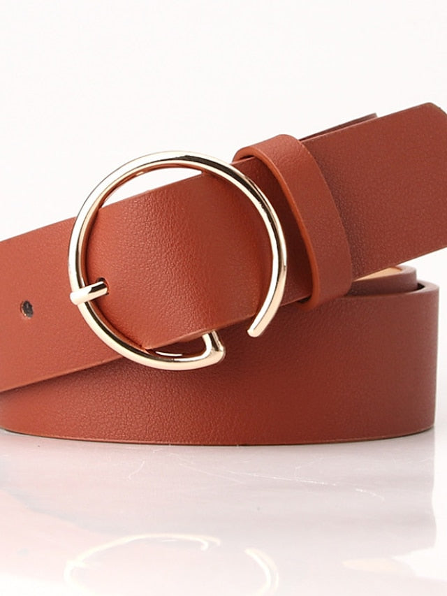 Women's Unisex PU Buckle Belt PU Leather Prong Buckle Plain Casual Classic Party Daily Green Black Brown Navy Blue - LuckyFash™