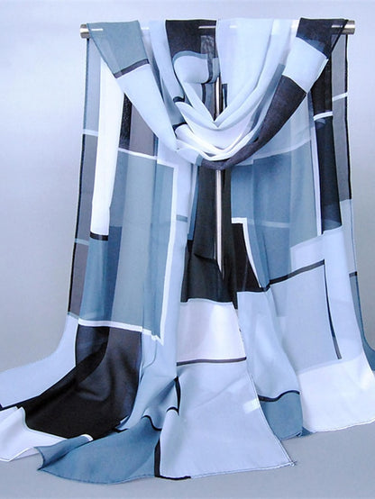 New Geometric High Quality Chiffon Silk Scarf Women Fashion Shawls And Wraps Female Lattice Hijab Stoles - LuckyFash™