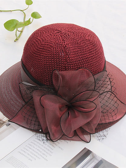 Women's Hat Bucket Hat Sun Hat Pink Wine Khaki Party Outdoor Dailywear Floral Floral Portable Windproof Comfort - LuckyFash™