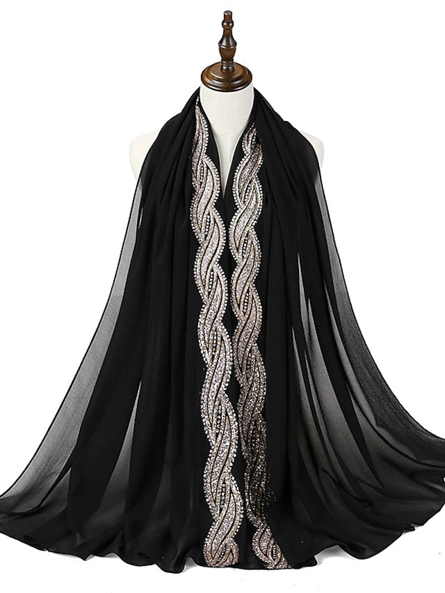 New Muslim Chiffon Hijab for Women Scarf with Sequins Femme Islam Glitter Headscarf Islamic Hijab Shawls Wraps - LuckyFash™