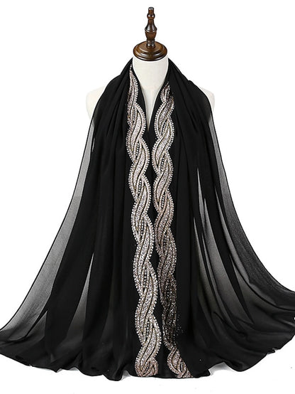 New Muslim Chiffon Hijab for Women Scarf with Sequins Femme Islam Glitter Headscarf Islamic Hijab Shawls Wraps - LuckyFash™