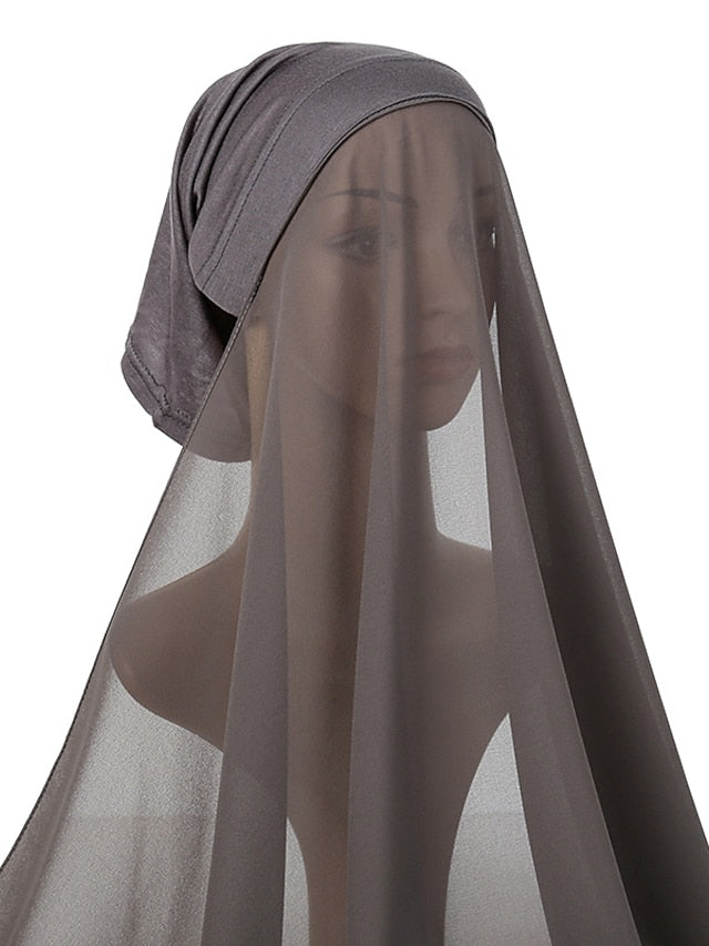 Muslim Women Hijabs Chiffon Shawl Head Scarf Islamic Ramadan Prayer Headwraps Bandage Adjustable Musulman Femme Veil - LuckyFash™