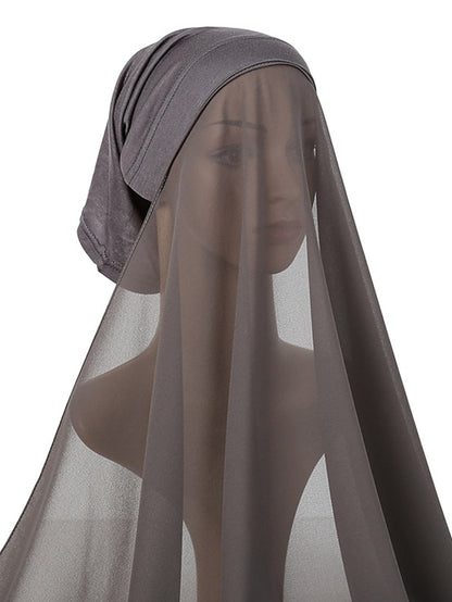 Muslim Women Hijabs Chiffon Shawl Head Scarf Islamic Ramadan Prayer Headwraps Bandage Adjustable Musulman Femme Veil - LuckyFash™