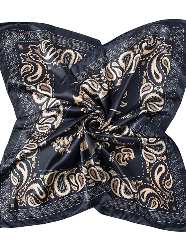 Printing Scarf Headwraps For Women Vintage Four Seasons Hair Scarve 90*90cm Square Hijab Foulard Bandana Femme Headscarf - LuckyFash™