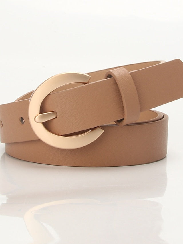 Women's Unisex PU Buckle Belt PU Leather Prong Buckle D-ring Casual Classic Gift Daily White Black Orange Brown - LuckyFash™