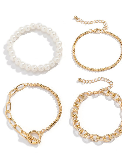 Women's Bracelets Chic & Modern Street Geometry Bracelets & Bangles / Imitation Pearl / Gold / Silver / Fall / Winter - LuckyFash™