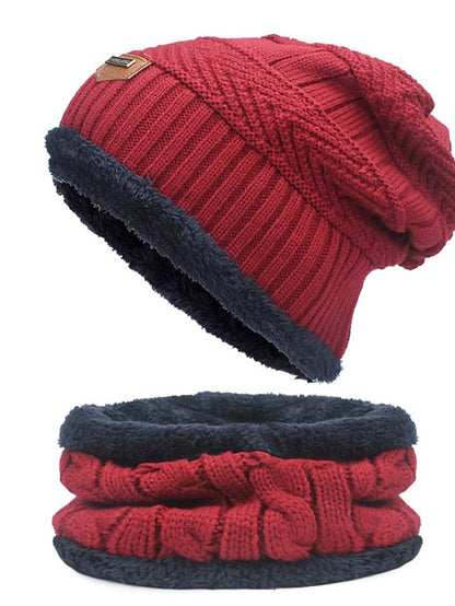 Men's Women's Slouchy Beanie Hat Winter Warm Set Outdoor Home Daily Solid / Plain Color Knitting Casual Casual / Daily 1 Pack - LuckyFash™