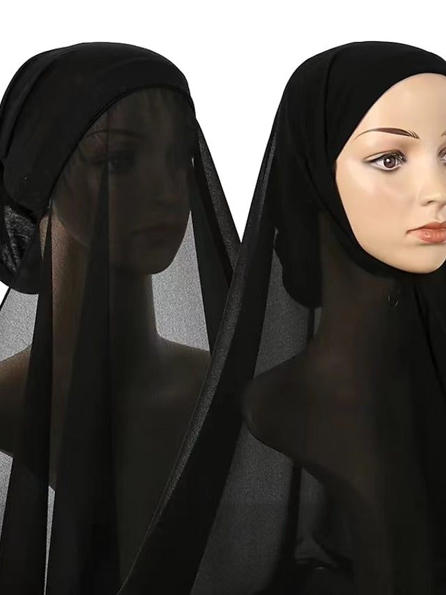 Muslim Women Hijabs Chiffon Shawl Head Scarf Islamic Ramadan Prayer Headwraps Bandage Adjustable Musulman Femme Veil - LuckyFash™