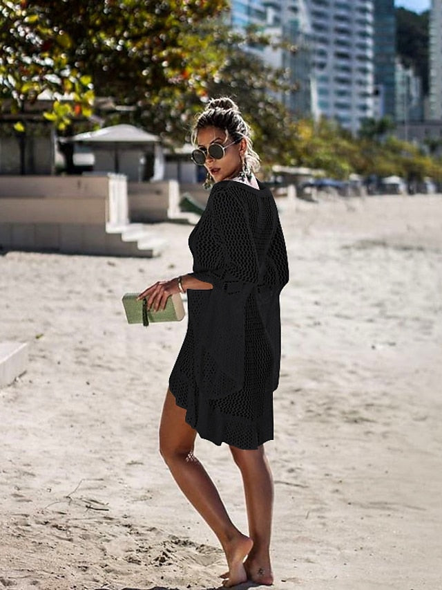 Womenâ€˜s Green Black Blue Long Sleeve Pure Color Lace up Winter Fall Autumn Crew Neck Hot Winter Dress Fall Dress Loose Fit One-Size - LuckyFash™