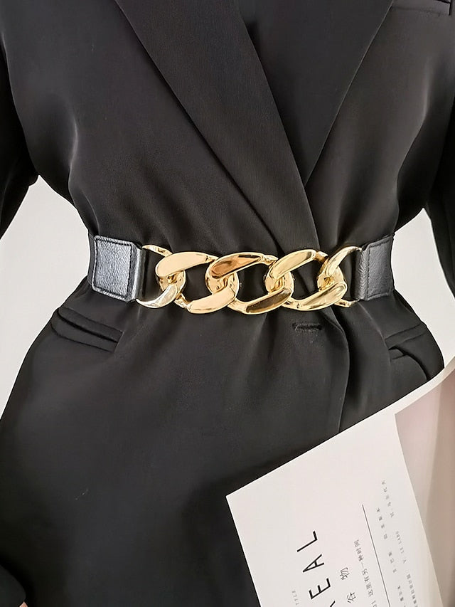 Women's Corset Belt Nylon Metal Chain Steel Buckle Geometric Formal Party Daily Silver Gold - LuckyFash™