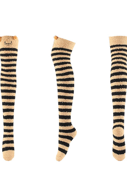 Women's Knee High Socks Home Daily Multi Color Polyester Spandex Basic Classic Warm Cute 1 Pair - LuckyFash™