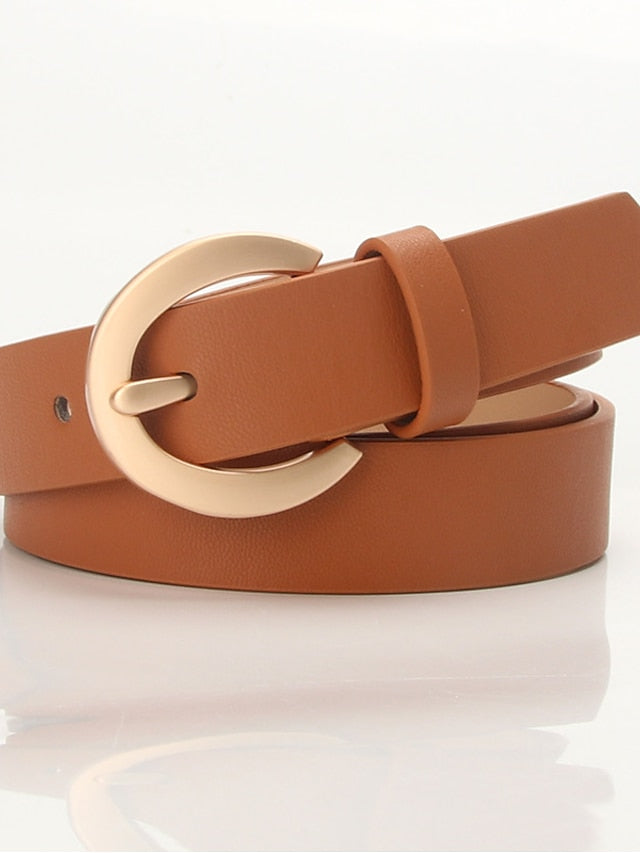 Women's Unisex PU Buckle Belt PU Leather Prong Buckle D-ring Casual Classic Gift Daily White Black Orange Brown - LuckyFash™
